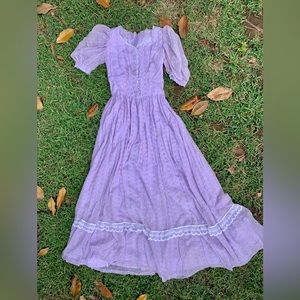 Handmade Vintage Style Dress Cottage Core Prairie Boho Farmhouse Lavendar Floral